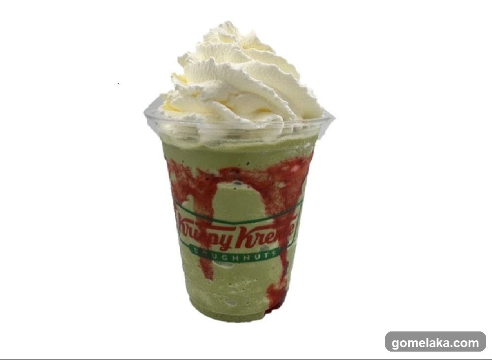 Green Frappe with Whipped Cream and Strawberry Drizzle