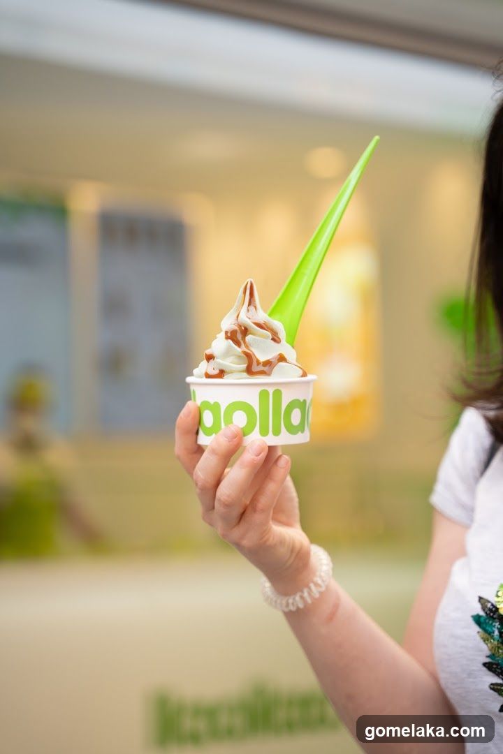 Frozen Yogurt with Caramel Drizzle