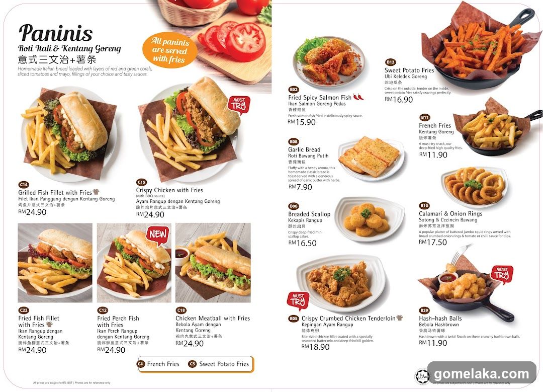 Paninis Menu Section