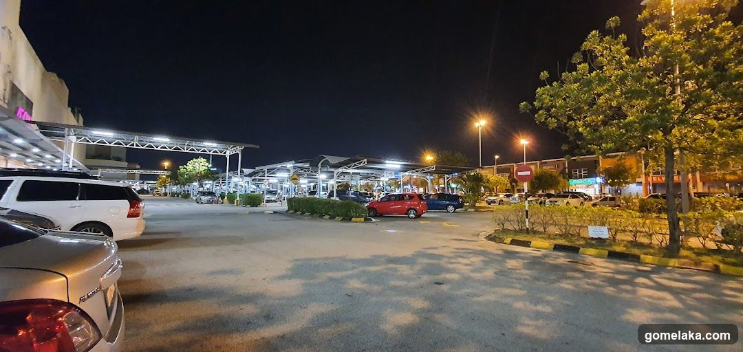 Nighttime parking lot view