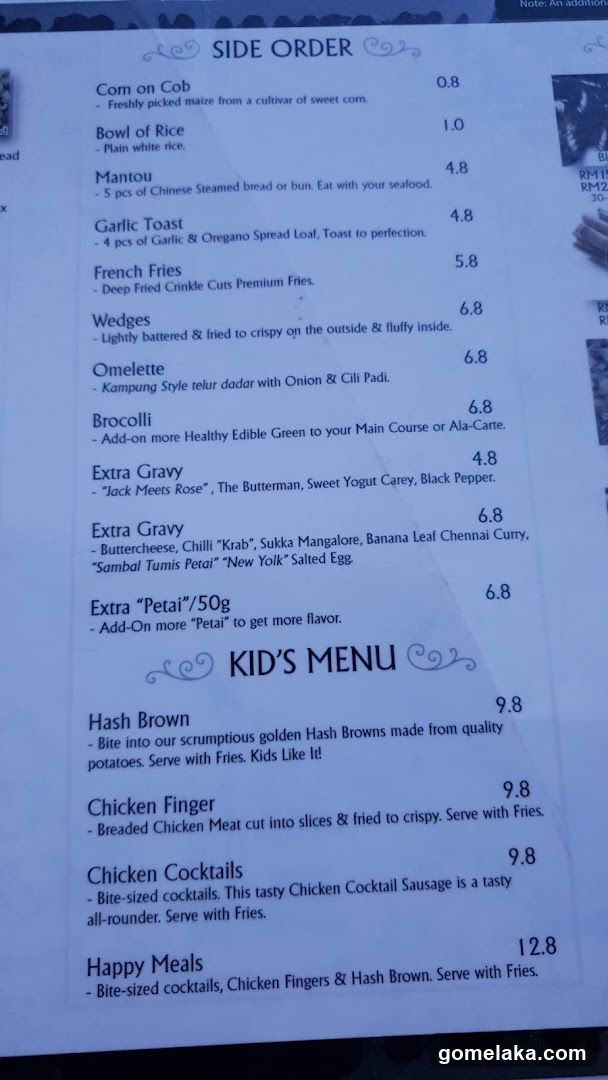Side Order and Kid's Menu