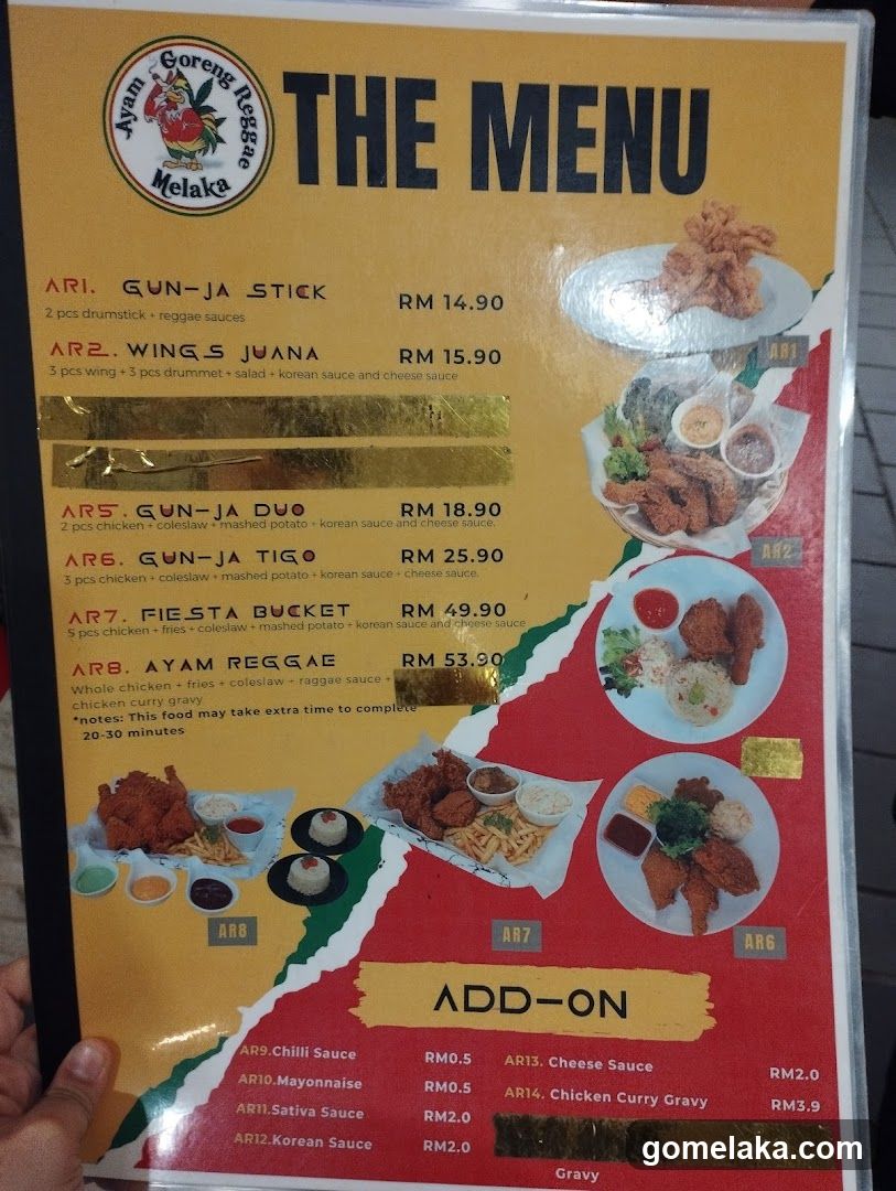Ayam Goreng Reggae Melaka Menu