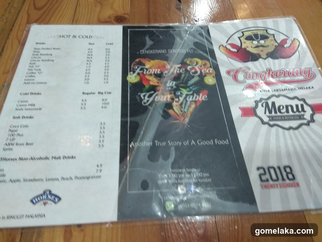 Cengkerang Seafood Menu 2018
