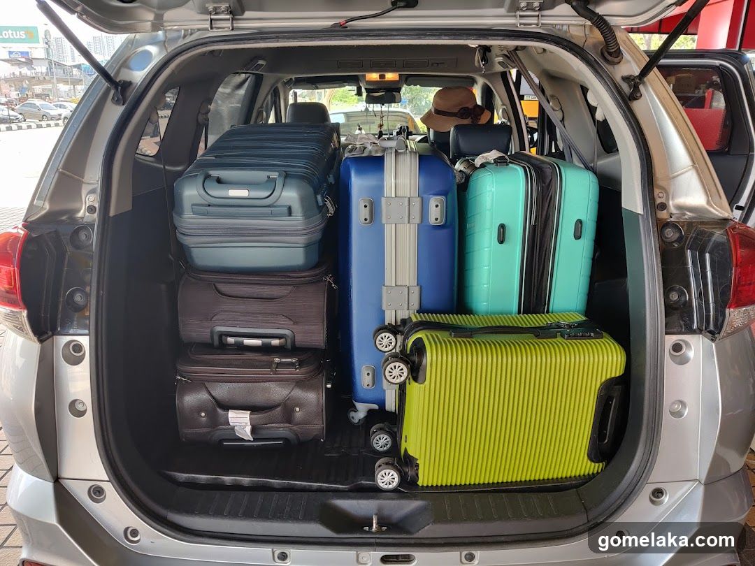 Car trunk with luggage