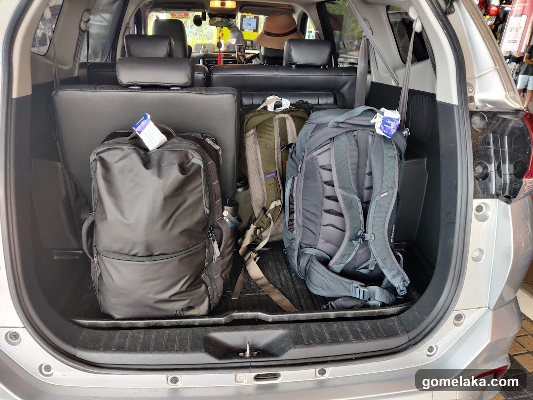 Car trunk with luggage