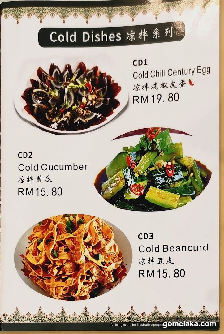 Cold Dishes Menu