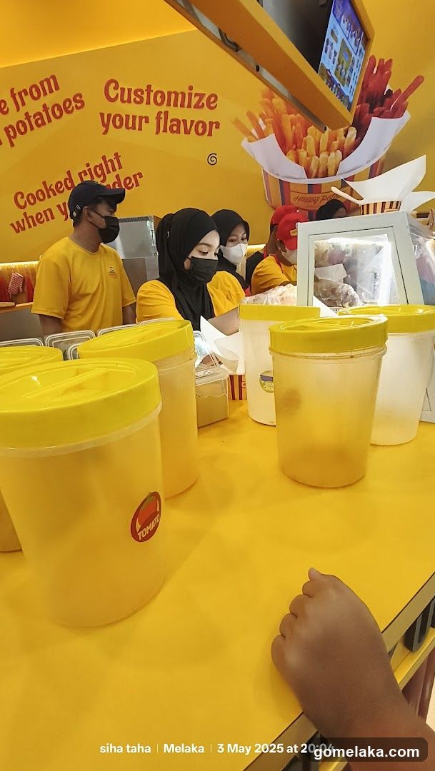 Yellow-themed food counter interior