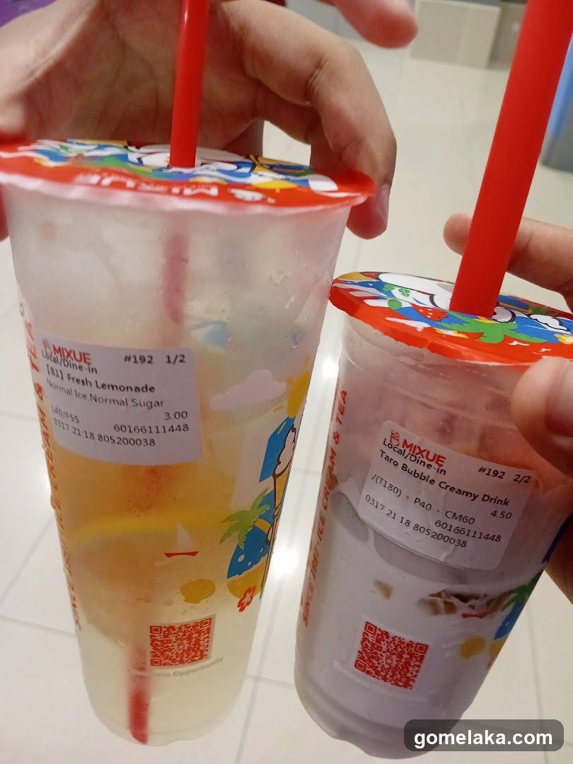 Two beverages from MIXUE