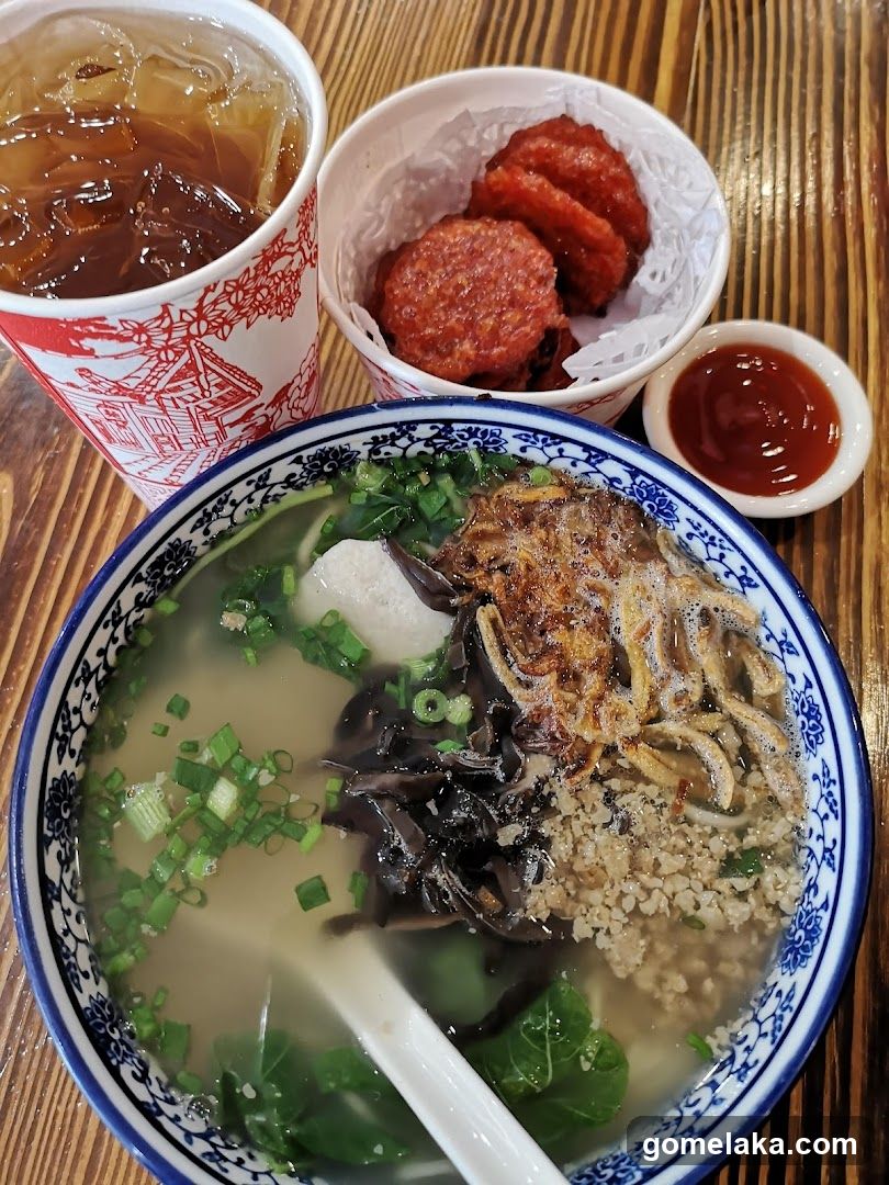 Food and Drink on Wooden Table