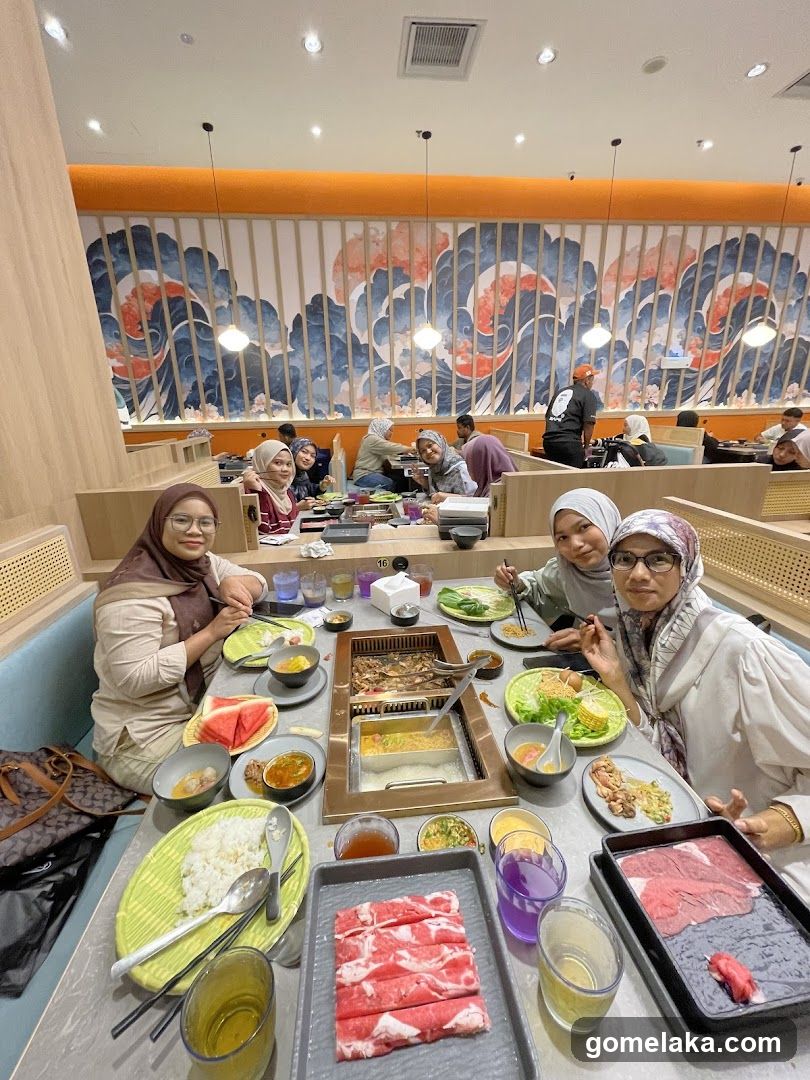 Group dining at a restaurant
