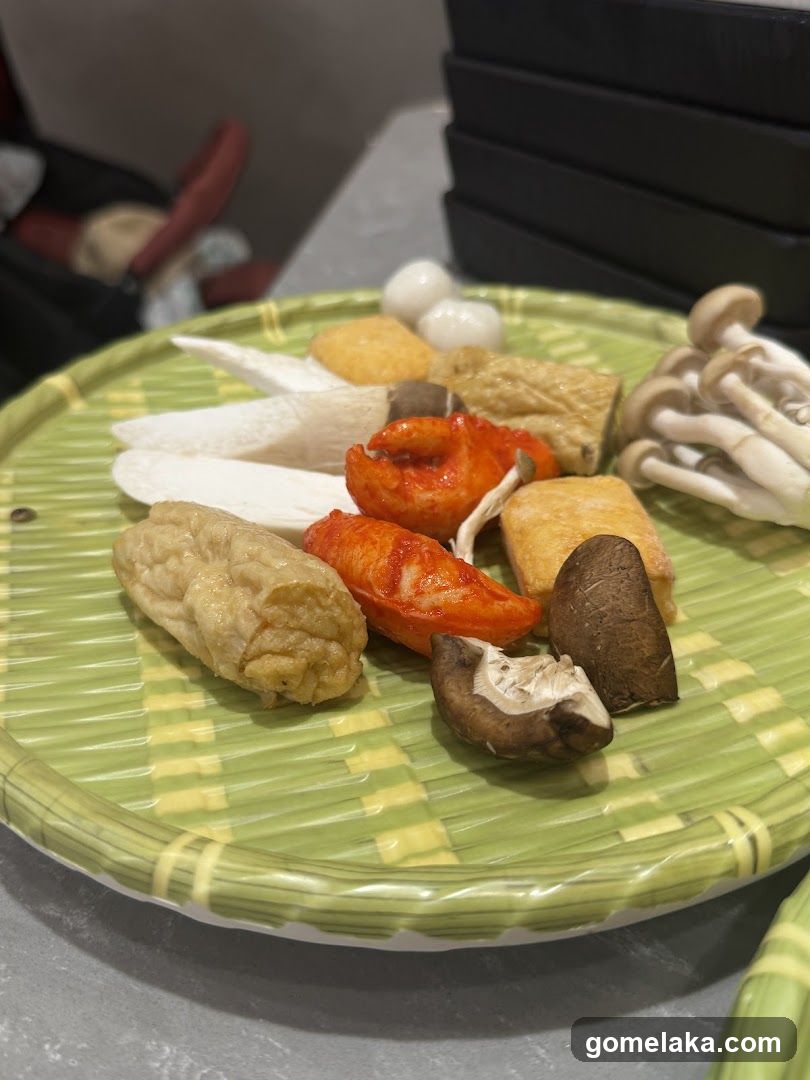 Food Plate on Bamboo Mat