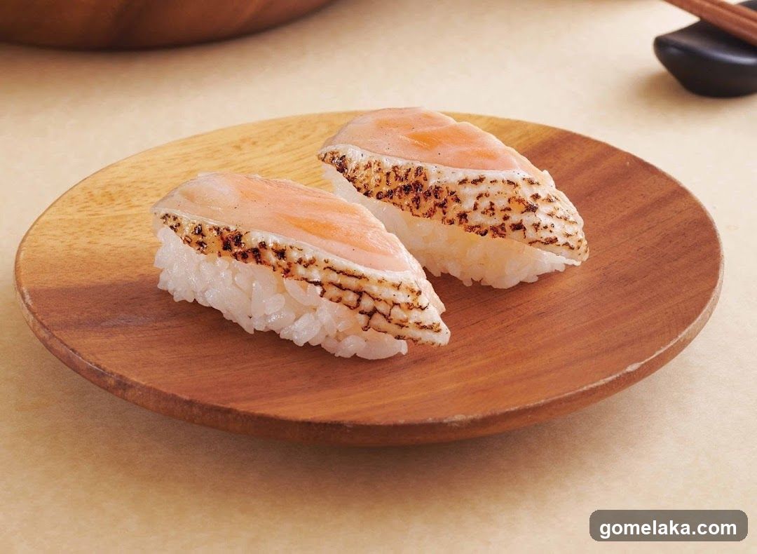 Sushi on wooden plate