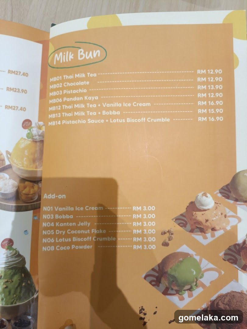 Milk Bun Menu
