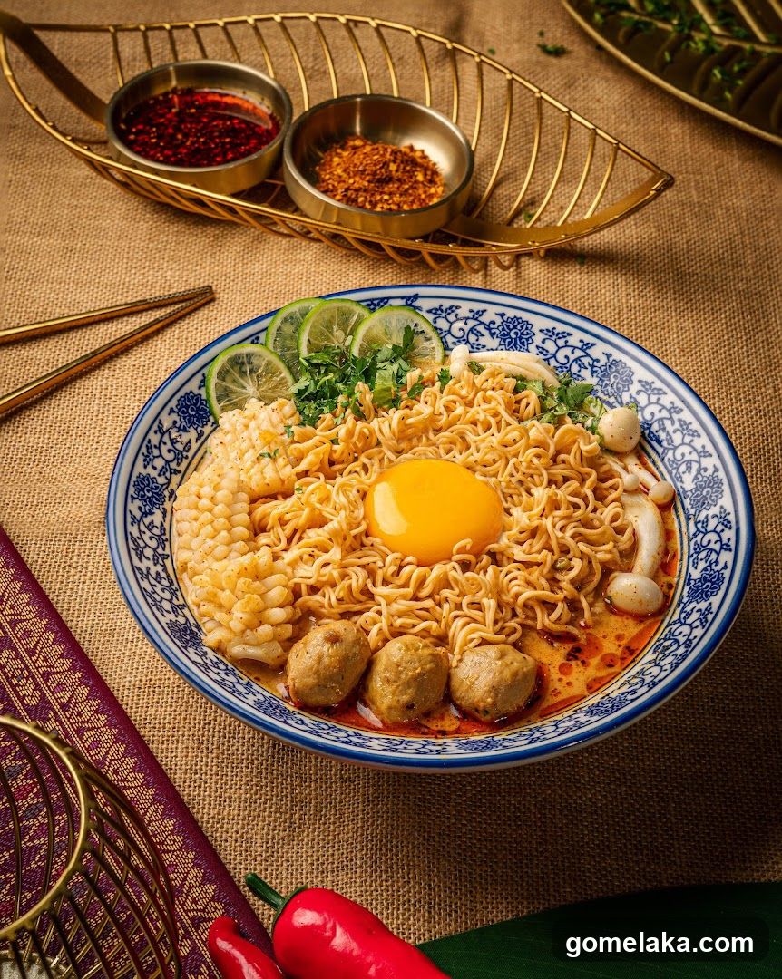 Noodle Dish with Garnishes