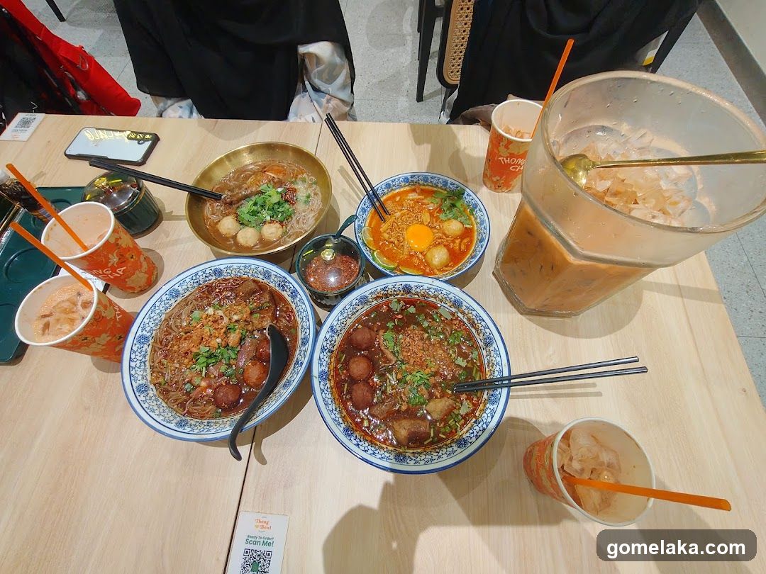 Table with food and drinks