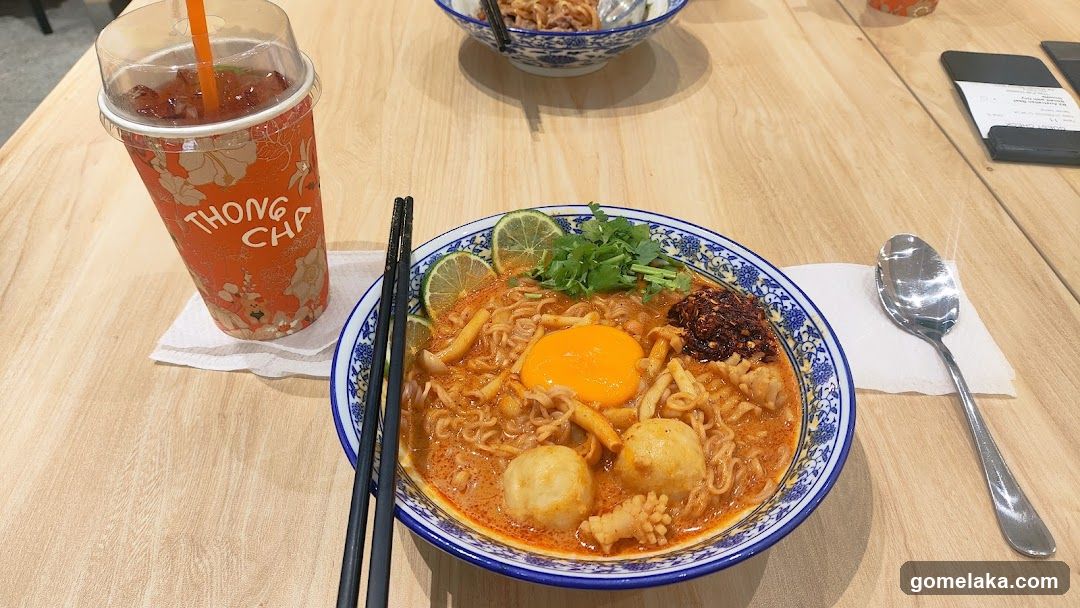 Table Setting with Noodle Bowl and Drink