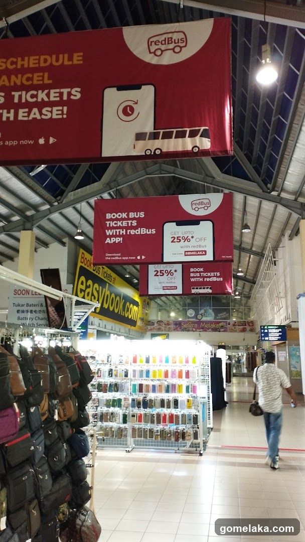 Interior of bus ticketing and retail area