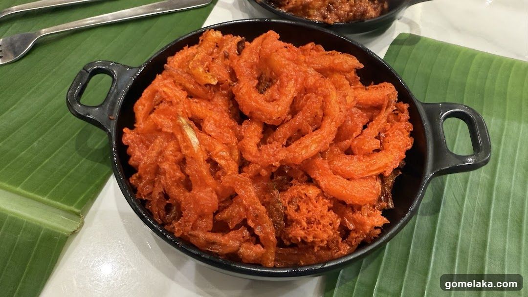 Food served on banana leaves