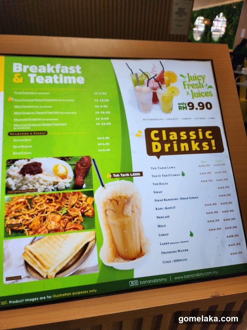Banana Broymy Breakfast & Teatime Menu