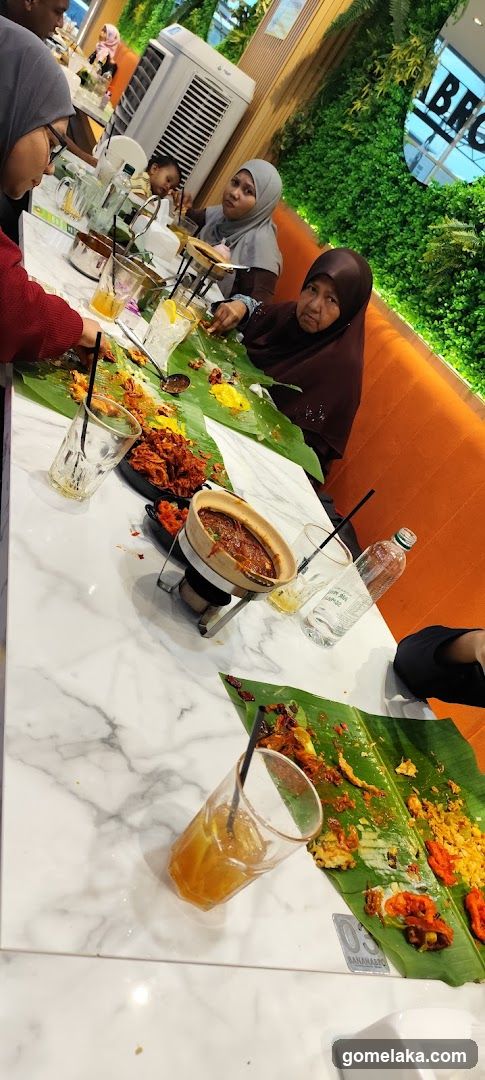 Group dining at restaurant interior