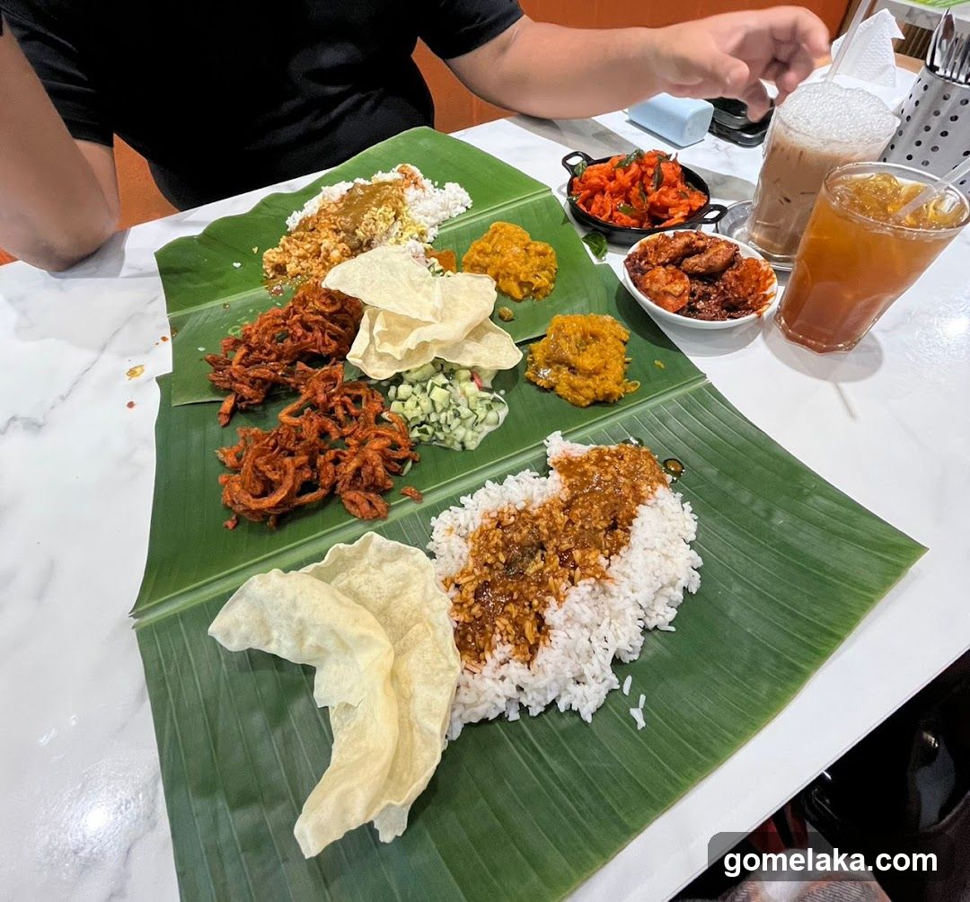 Food served on banana leaf