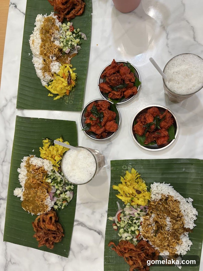 Food served on banana leaves