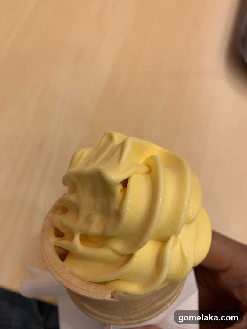 Soft-serve ice cream in waffle cone