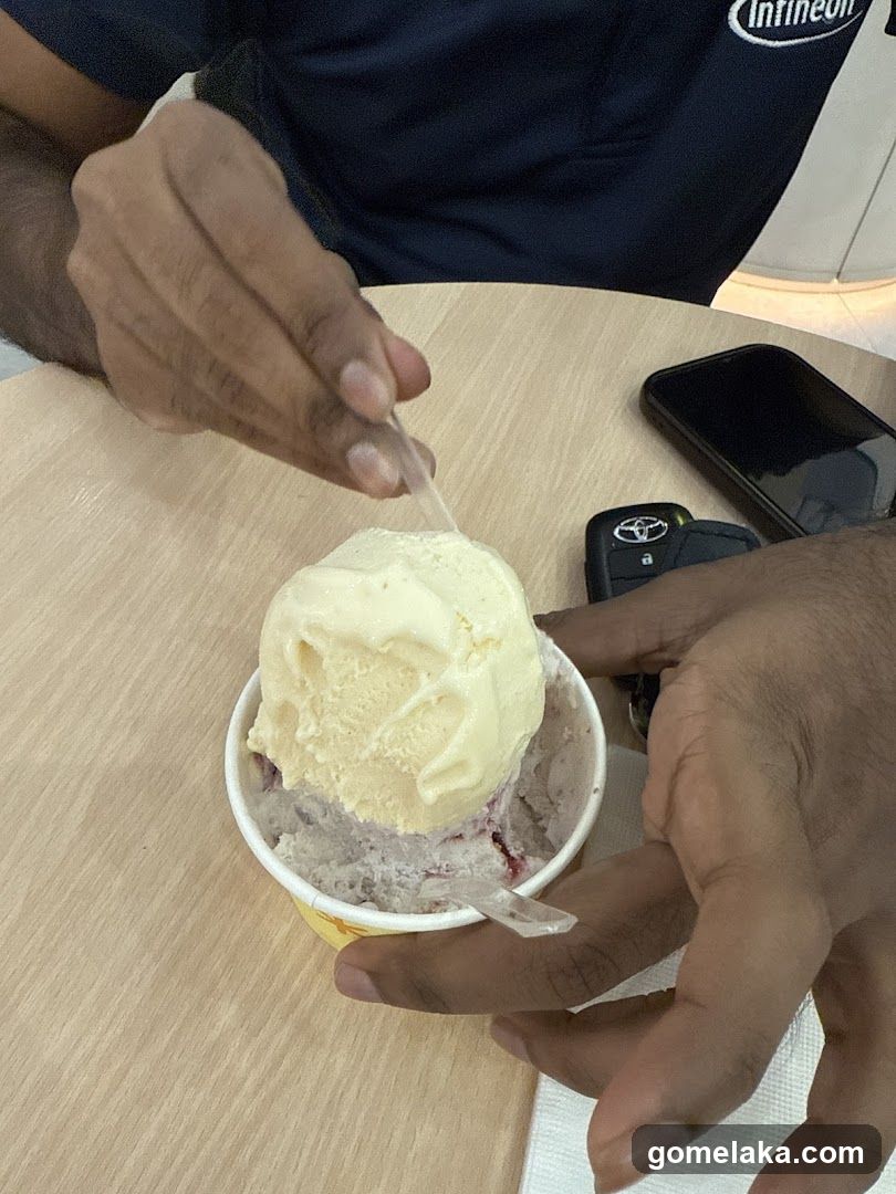 Person eating ice cream