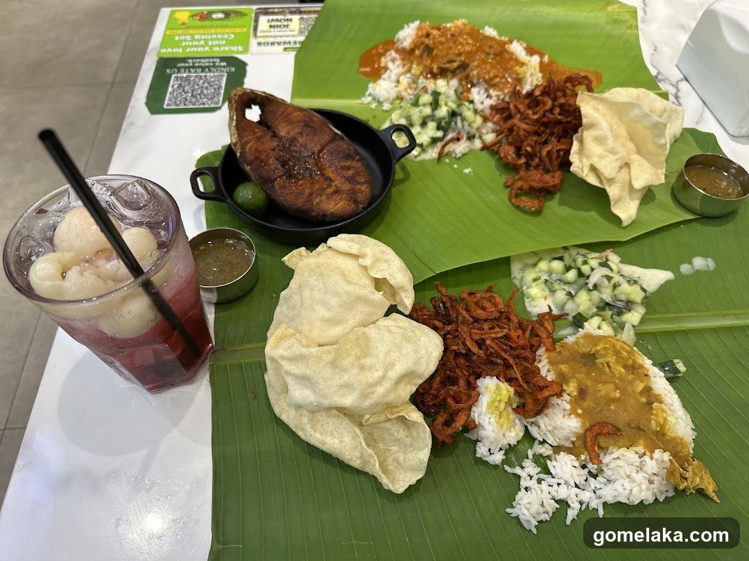 Food served on banana leaf