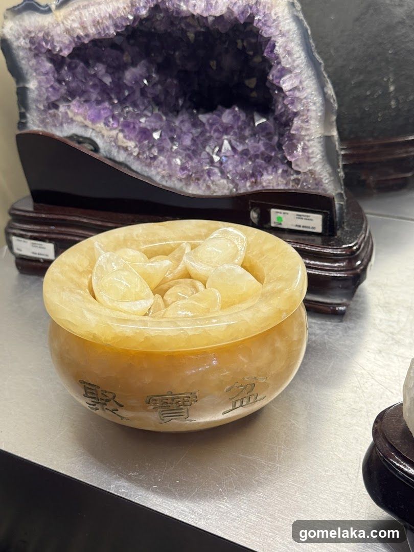 Interior Display of Minerals and Carvings