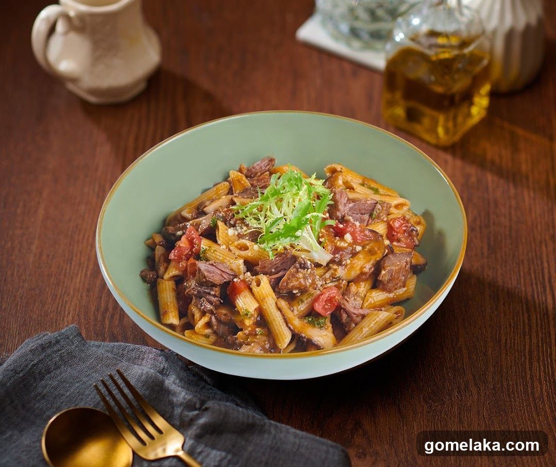 Pasta Dish on Wooden Table