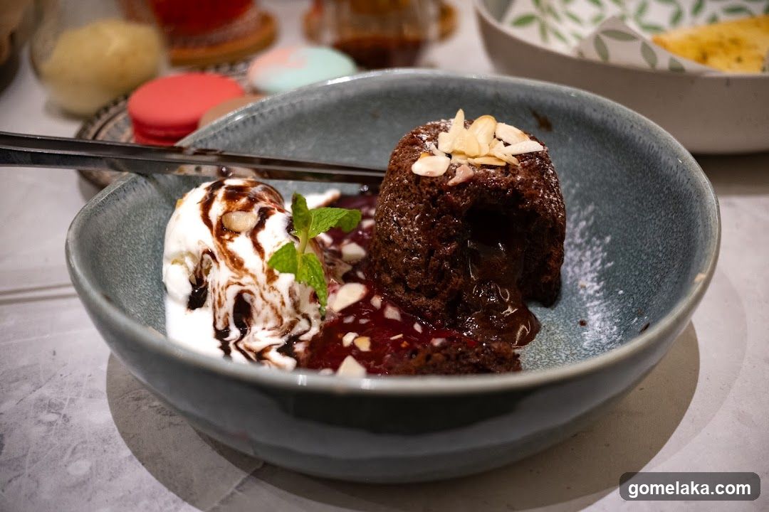 Chocolate dessert with ice cream