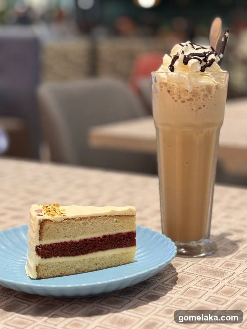 Cafe Interior with Dessert and Drink
