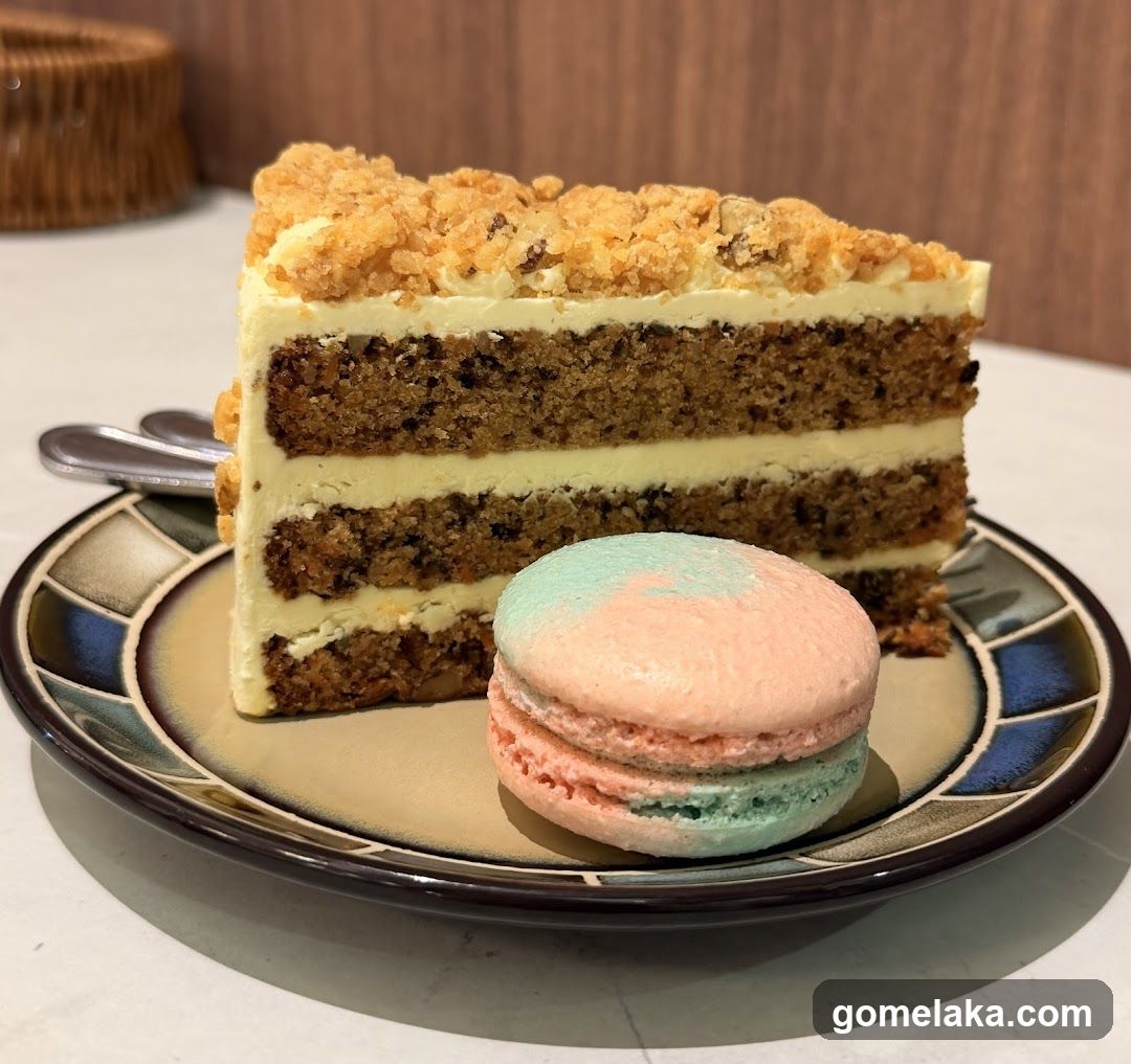 Cake and Macaron on Plate