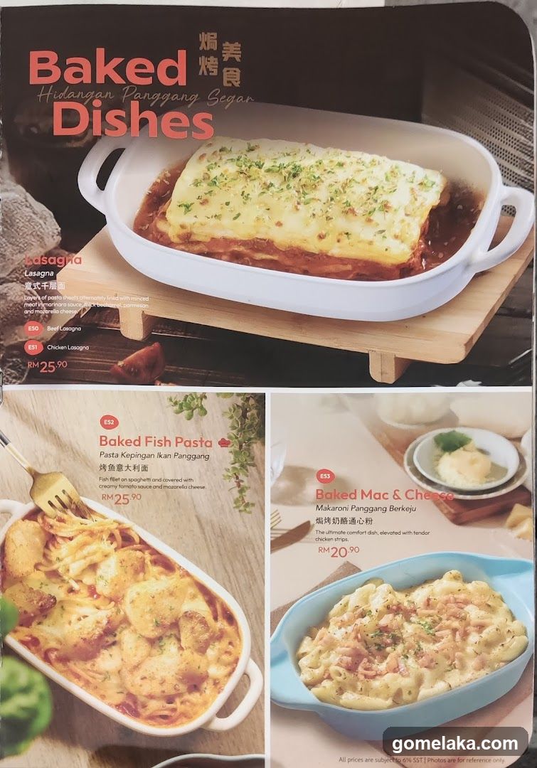 Baked Dishes Menu