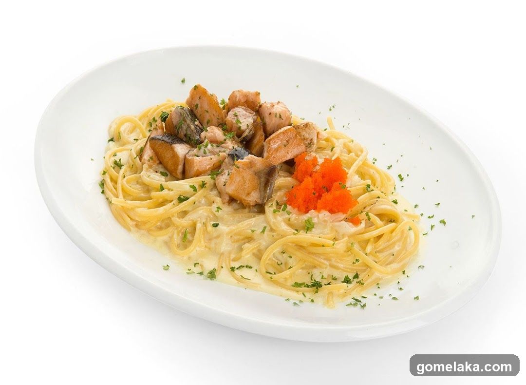 Spaghetti with Salmon and Caviar