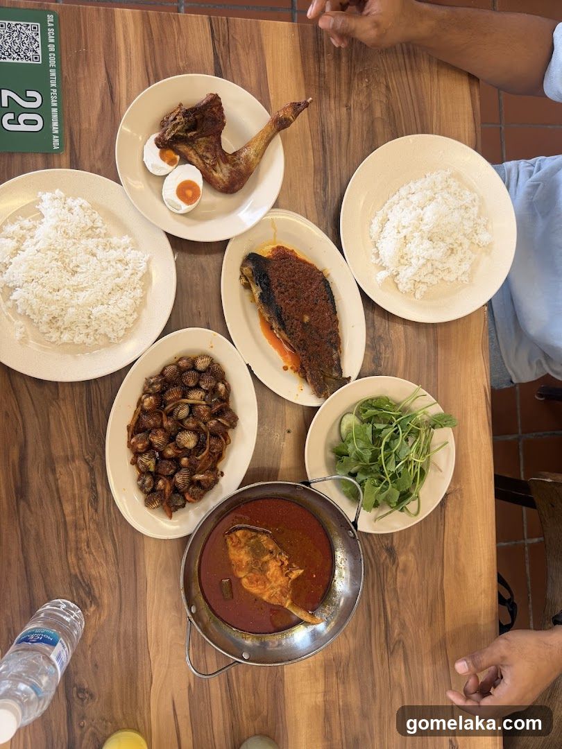 Table with Malaysian-style dishes