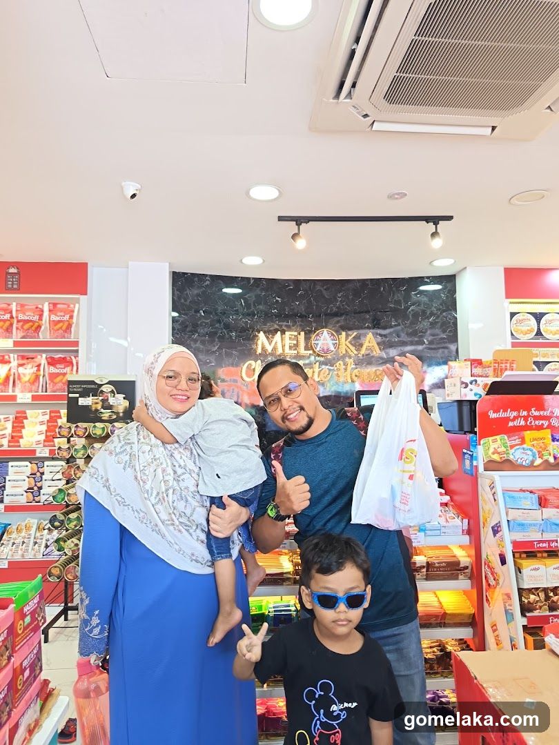 Family in store interior