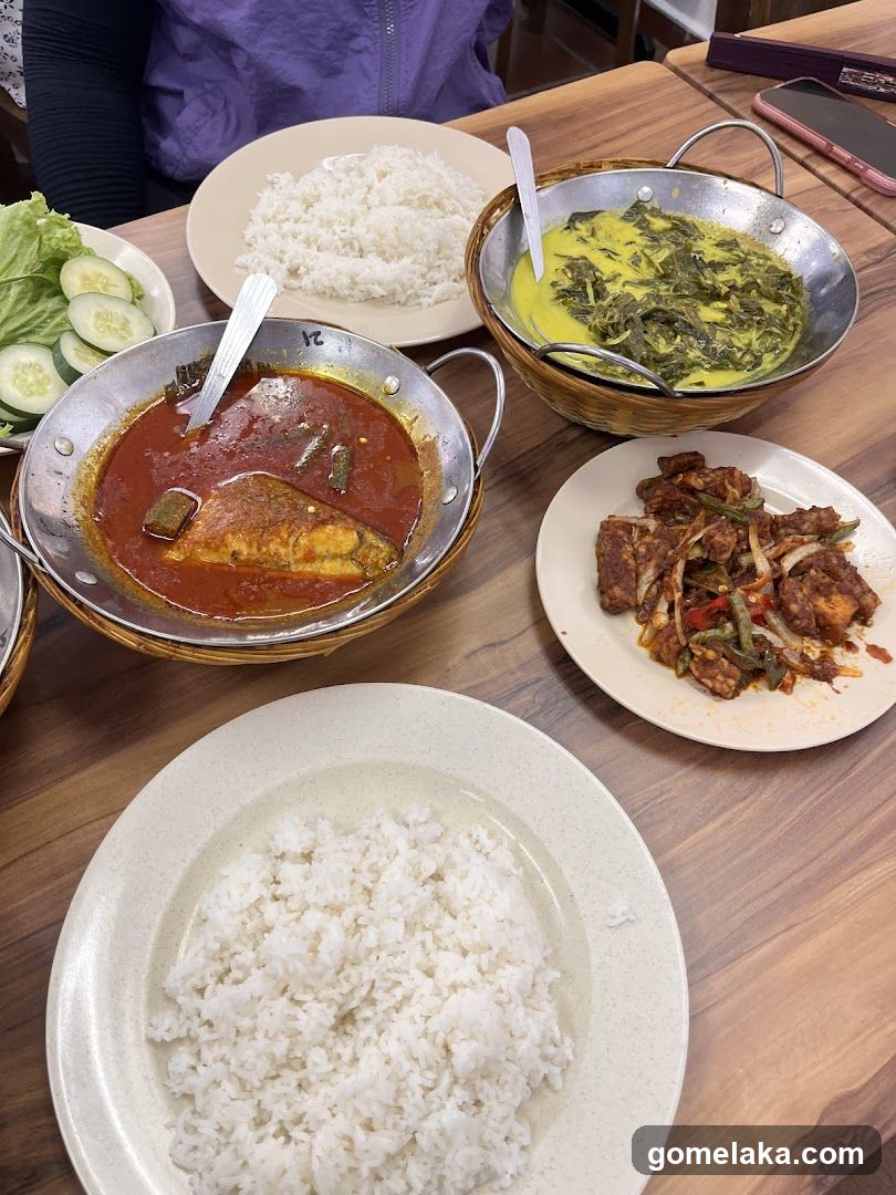 Table with Malaysian dishes