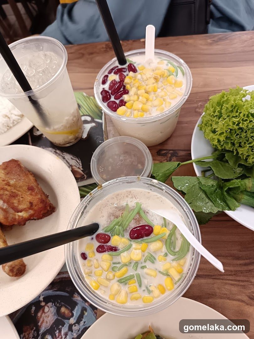 Table with food and drinks
