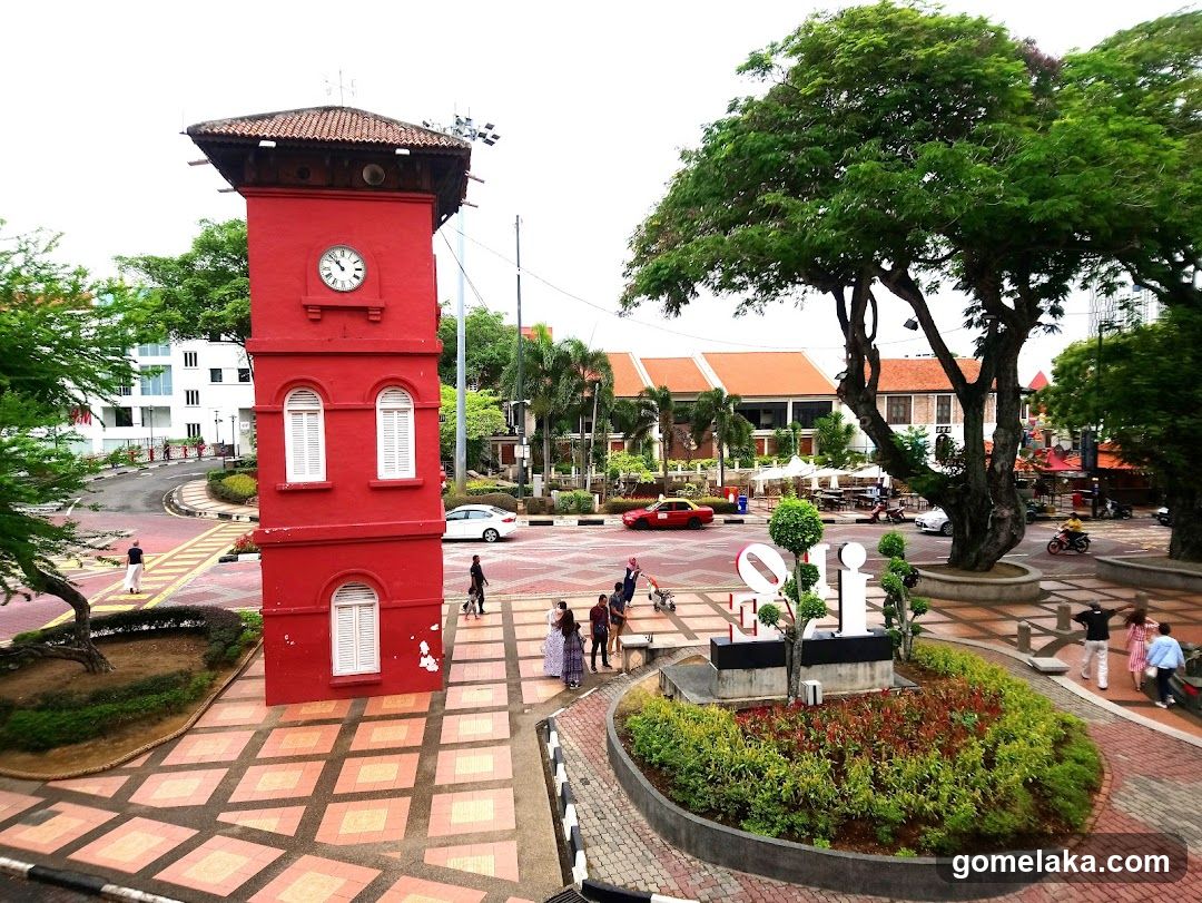 Public Square with Red Clock Tower