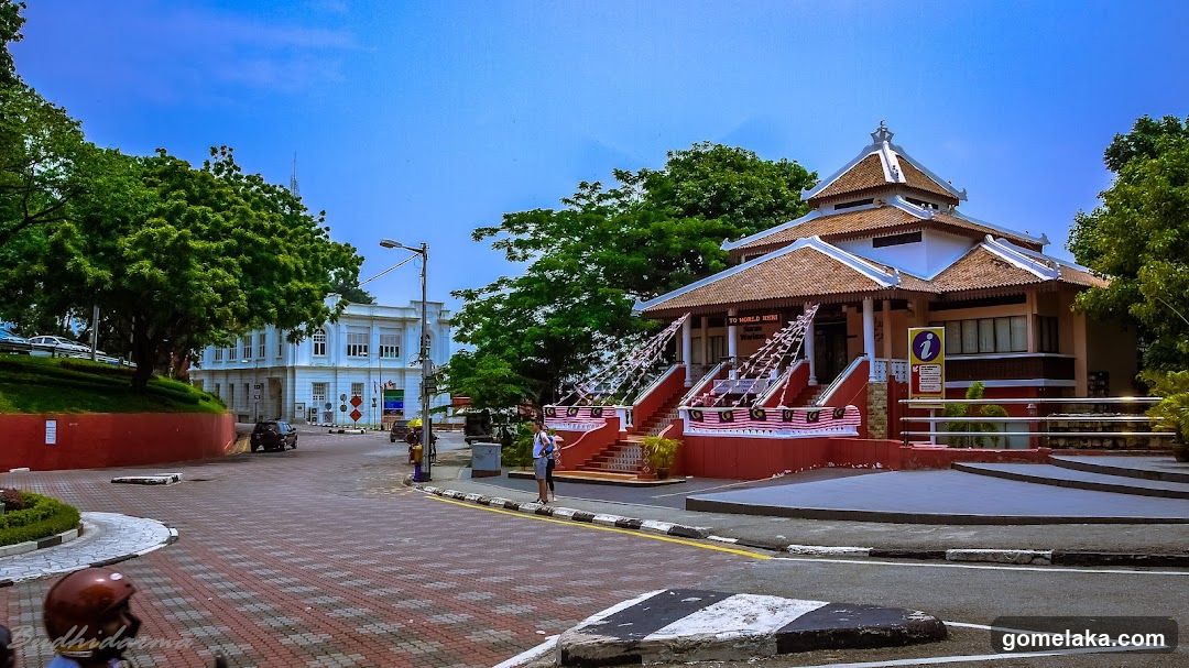 Outdoor architectural scene with trees and buildings