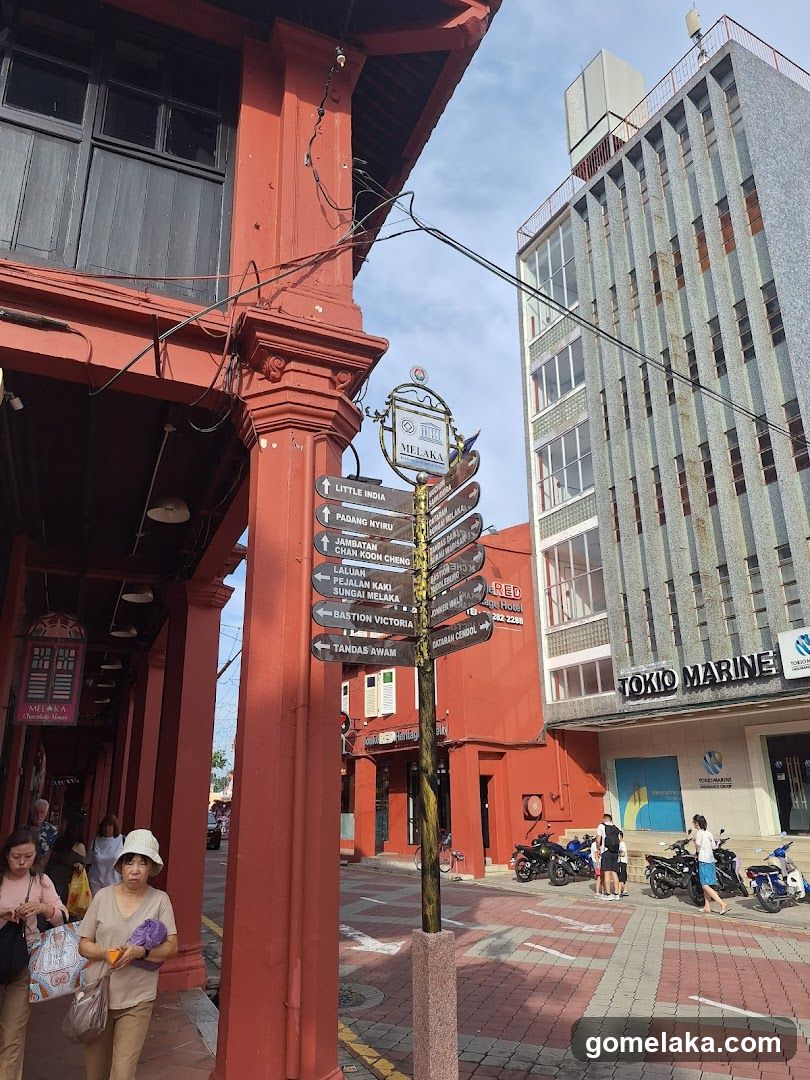 Street Scene with Directional Signpost