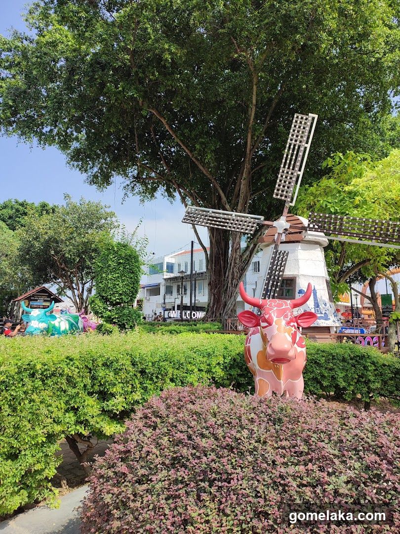 Park Scene with Sculpture and Windmill