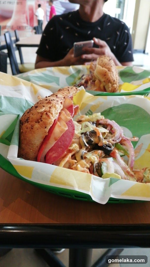 Subway sandwich and customer interior