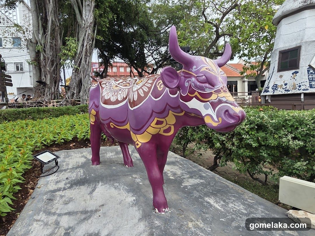 Decorative Bull Statue in Park