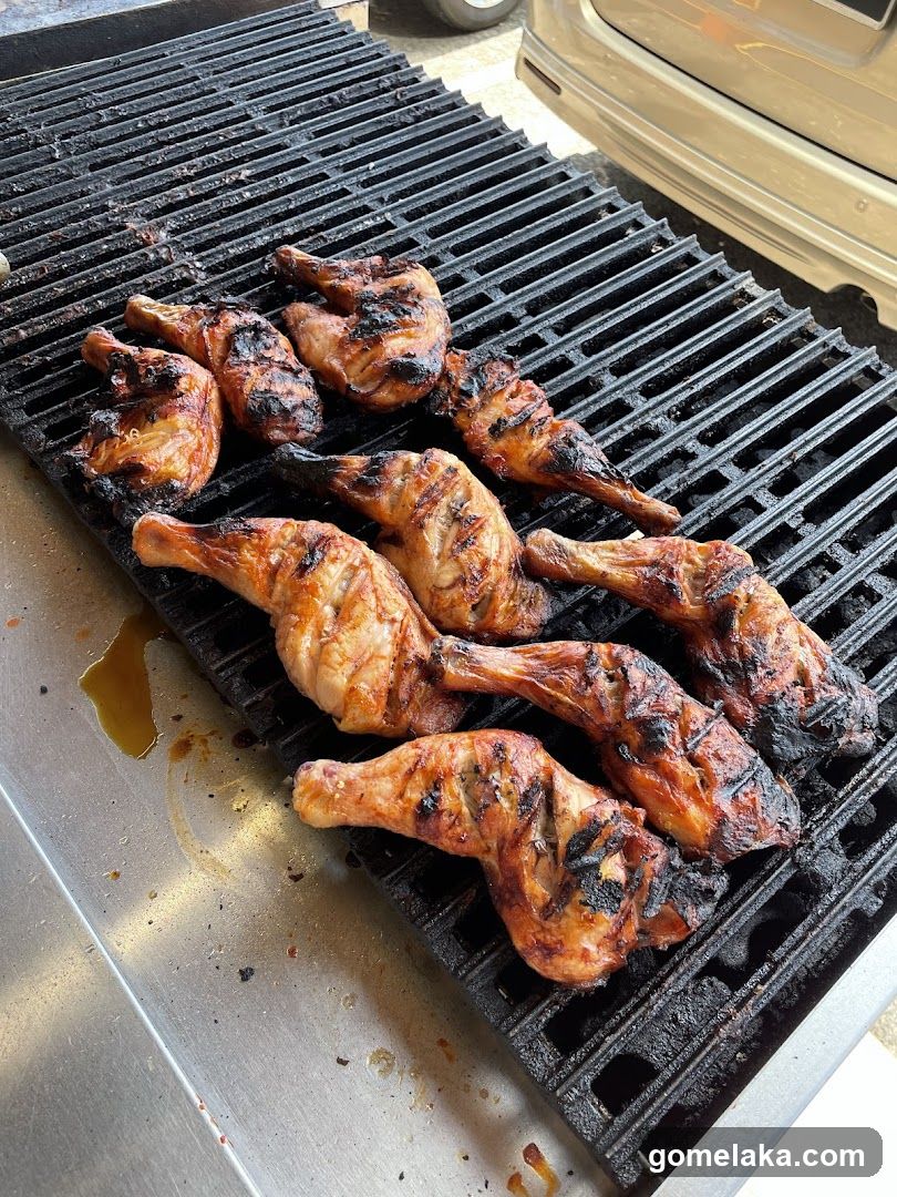 Grilled Chicken Legs on Grill