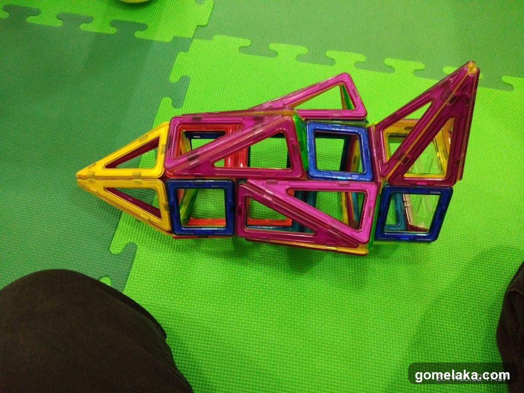 Magnetic Building Blocks on Green Mat