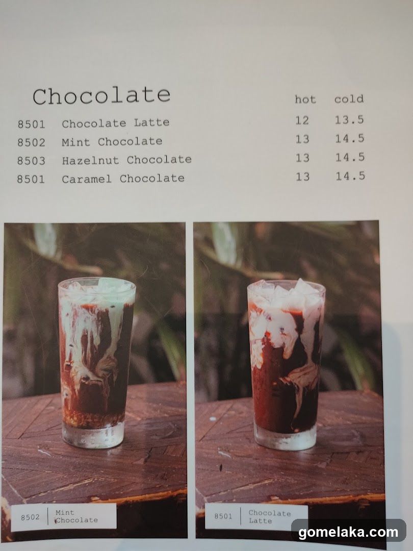 Chocolate Drinks Menu