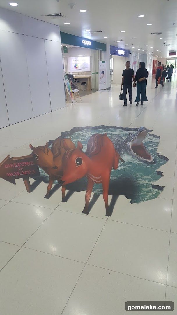 Interior hallway with 3D floor art